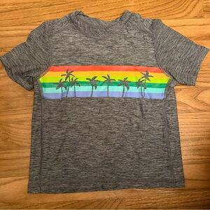 EUC 3T Hanna Andersson Gray Active UV Blocking Summer Tee with Rainbow Palm Tree